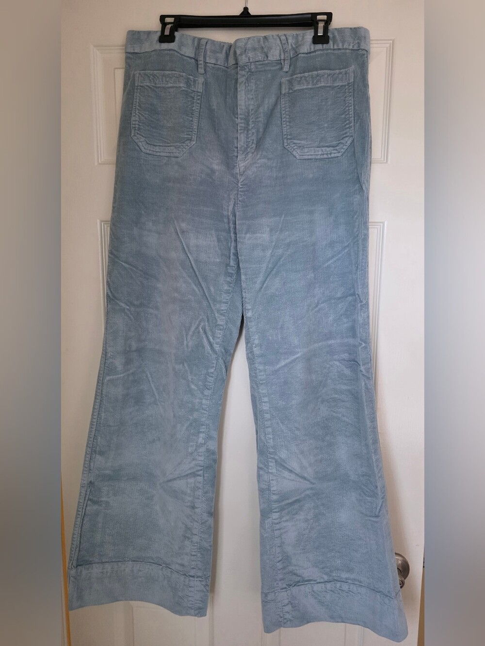 Vineyard Vines Women's Light Blue High-Waisted Wide-Leg Corduroy Pants